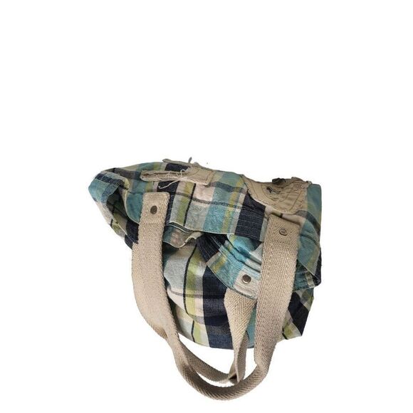 Aeropostale Tote Bag Women Sz M Plaid Fabric Boho Hippie Double Handle - Picture 4 of 6